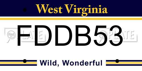 FDDB53 West Virginia License Plate