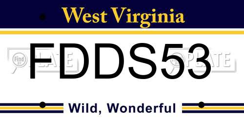 FDDS53 West Virginia License Plate
