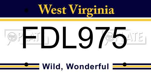 FDL975 West Virginia License Plate