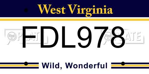 FDL978 West Virginia License Plate