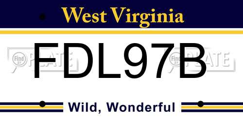 FDL97B West Virginia License Plate
