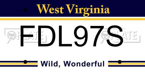 FDL97S West Virginia License Plate