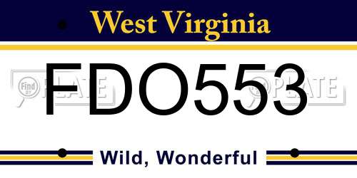 FDO553 West Virginia License Plate