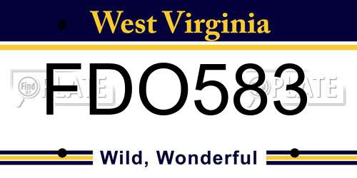 FDO583 West Virginia License Plate