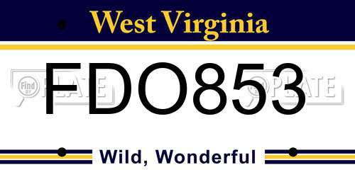FDO853 West Virginia License Plate
