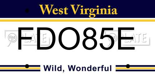 FDO85E West Virginia License Plate