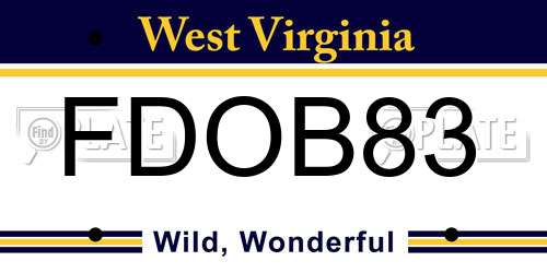 FDOB83 West Virginia License Plate