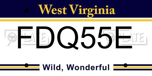 FDQ55E West Virginia License Plate