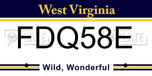 FDQ58E West Virginia License Plate