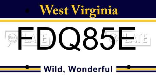 FDQ85E West Virginia License Plate