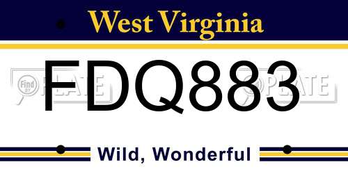 FDQ883 West Virginia License Plate