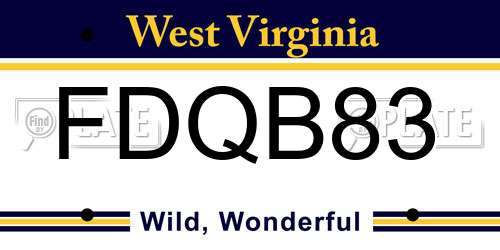 FDQB83 West Virginia License Plate