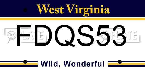 FDQS53 West Virginia License Plate
