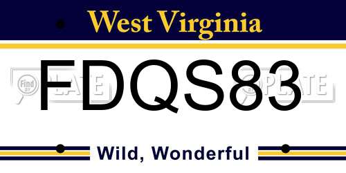 FDQS83 West Virginia License Plate