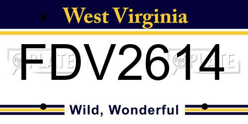 FDV2614 West Virginia License Plate