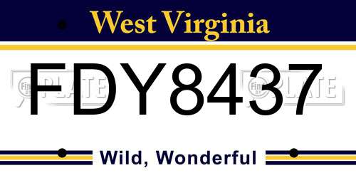 FDY8437 West Virginia License Plate