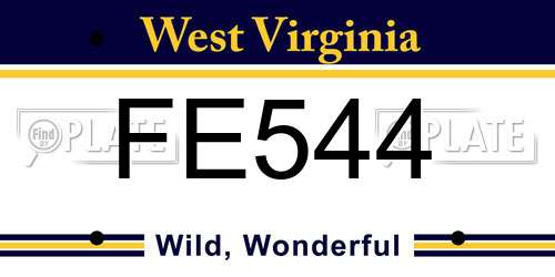FE544 West Virginia License Plate