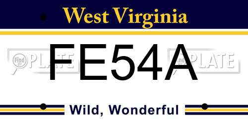 FE54A West Virginia License Plate