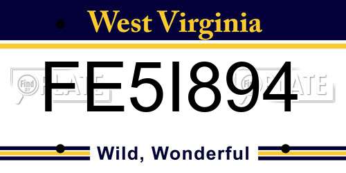 FE5I894 West Virginia License Plate