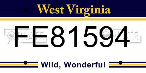 FE81594 West Virginia License Plate