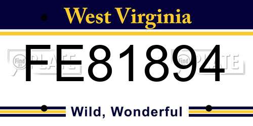 FE81894 West Virginia License Plate