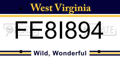 FE8I894 West Virginia License Plate