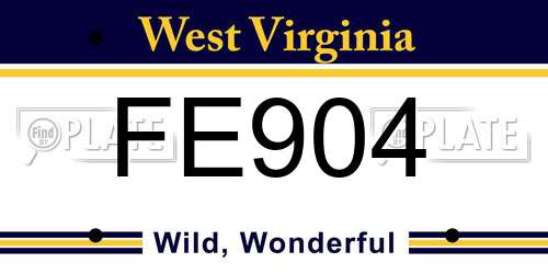 FE904 West Virginia License Plate