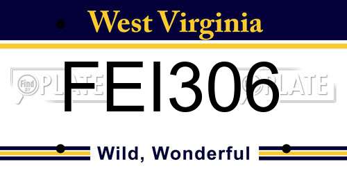 FEI306 West Virginia License Plate