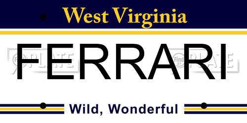 FERRARI West Virginia License Plate