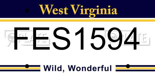 FES1594 West Virginia License Plate