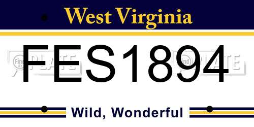 FES1894 West Virginia License Plate