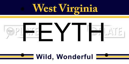 FEYTH West Virginia License Plate