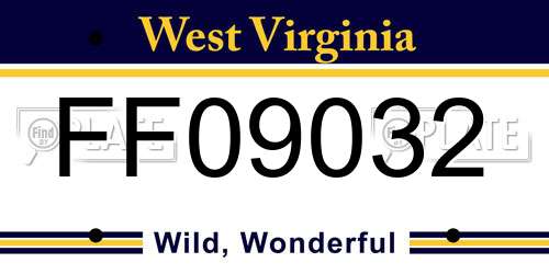 FF09032 West Virginia License Plate