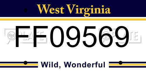 FF09569 West Virginia License Plate