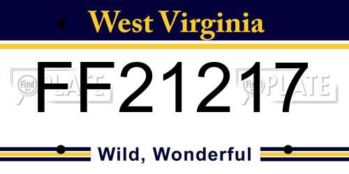 FF21217 West Virginia License Plate