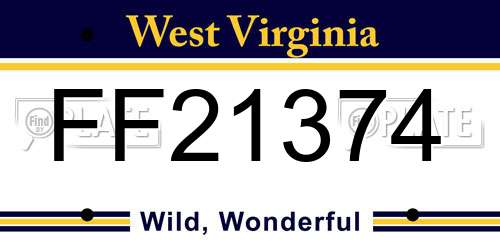 FF21374 West Virginia License Plate