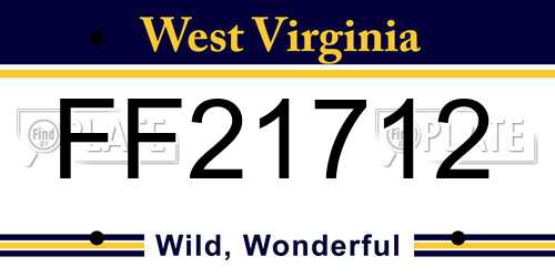 FF21712 West Virginia License Plate