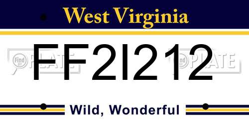 FF2I212 West Virginia License Plate