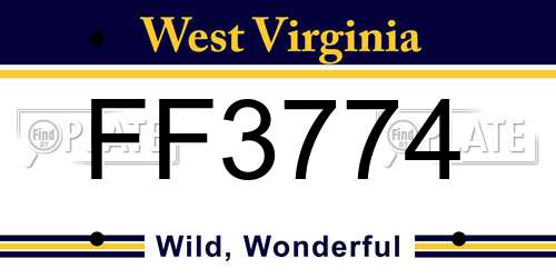 FF3774 West Virginia License Plate