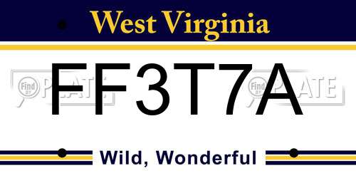FF3T7A West Virginia License Plate