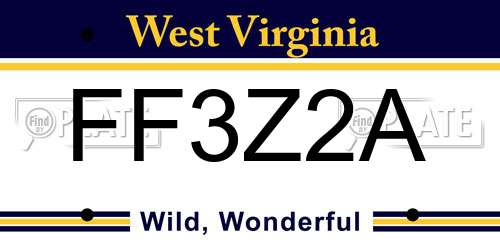 FF3Z2A West Virginia License Plate