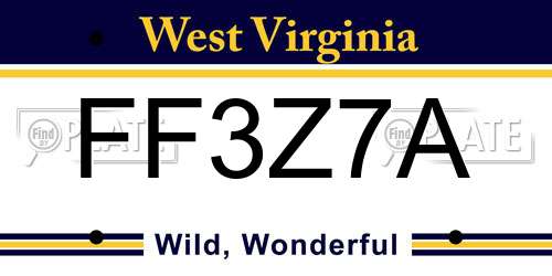 FF3Z7A West Virginia License Plate