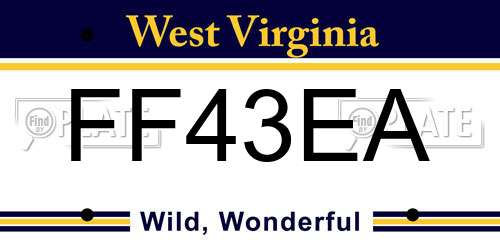 FF43EA West Virginia License Plate