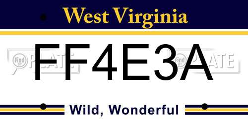 FF4E3A West Virginia License Plate