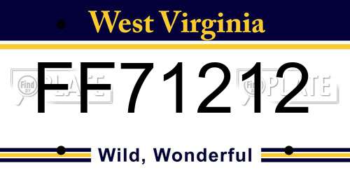 FF71212 West Virginia License Plate