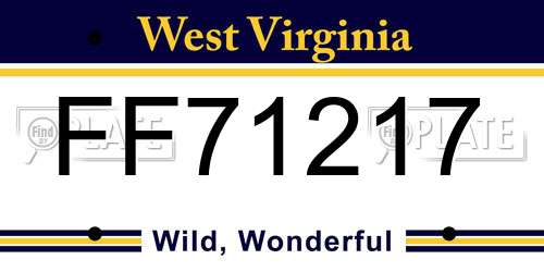 FF71217 West Virginia License Plate
