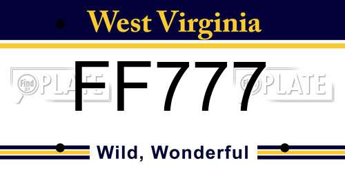 FF777 West Virginia License Plate