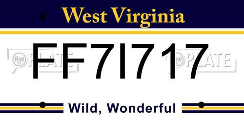 FF7I717 West Virginia License Plate