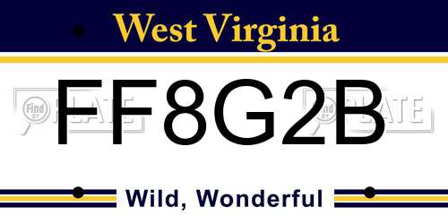 FF8G2B West Virginia License Plate
