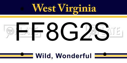 FF8G2S West Virginia License Plate